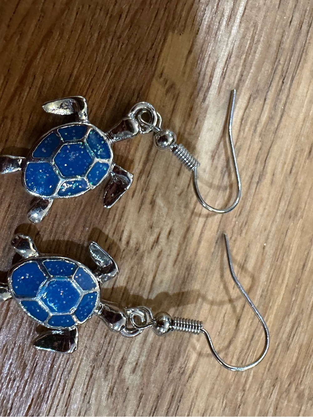 Blue Turtle Dangle Earrings